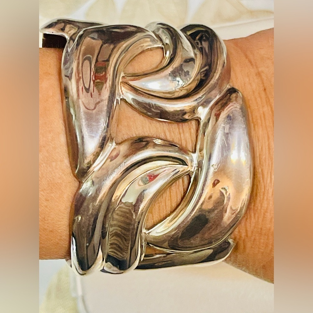 VTG Southwest Mexico Sterling Silver Classic Cuff Bangle Bracelet 86 G Sz 7” - Picture 8 of 10